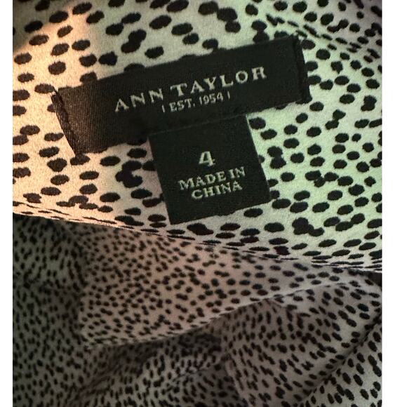 Ann Taylor white black polka dots long sleeves blouse size 4 - Picture 3 of 16